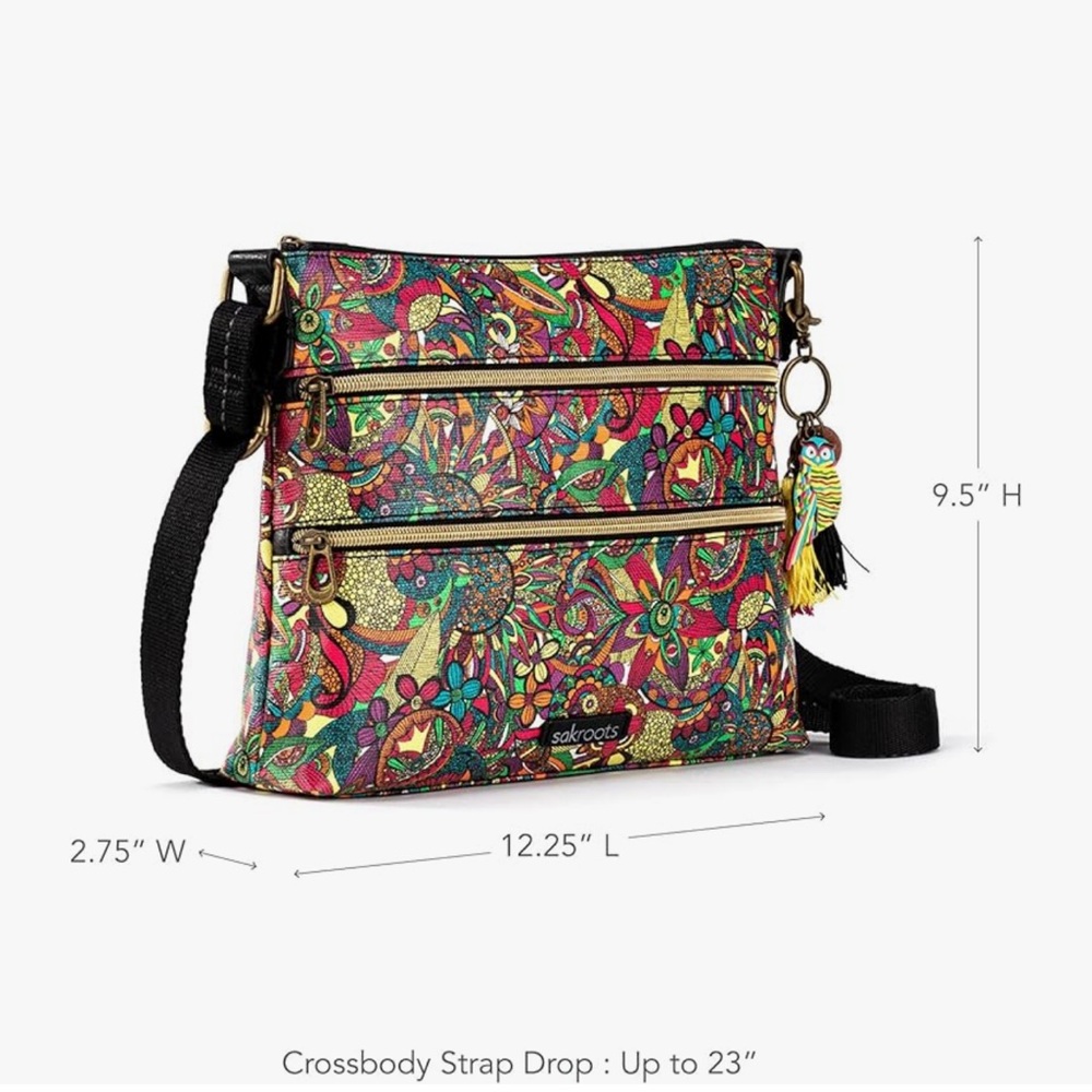 ๐ SAKROOTS ARTIST CIRCLE CROSSBODY BAG IN RAINBOW SPIRIT DESERT NWOT - Picture 8 of 10